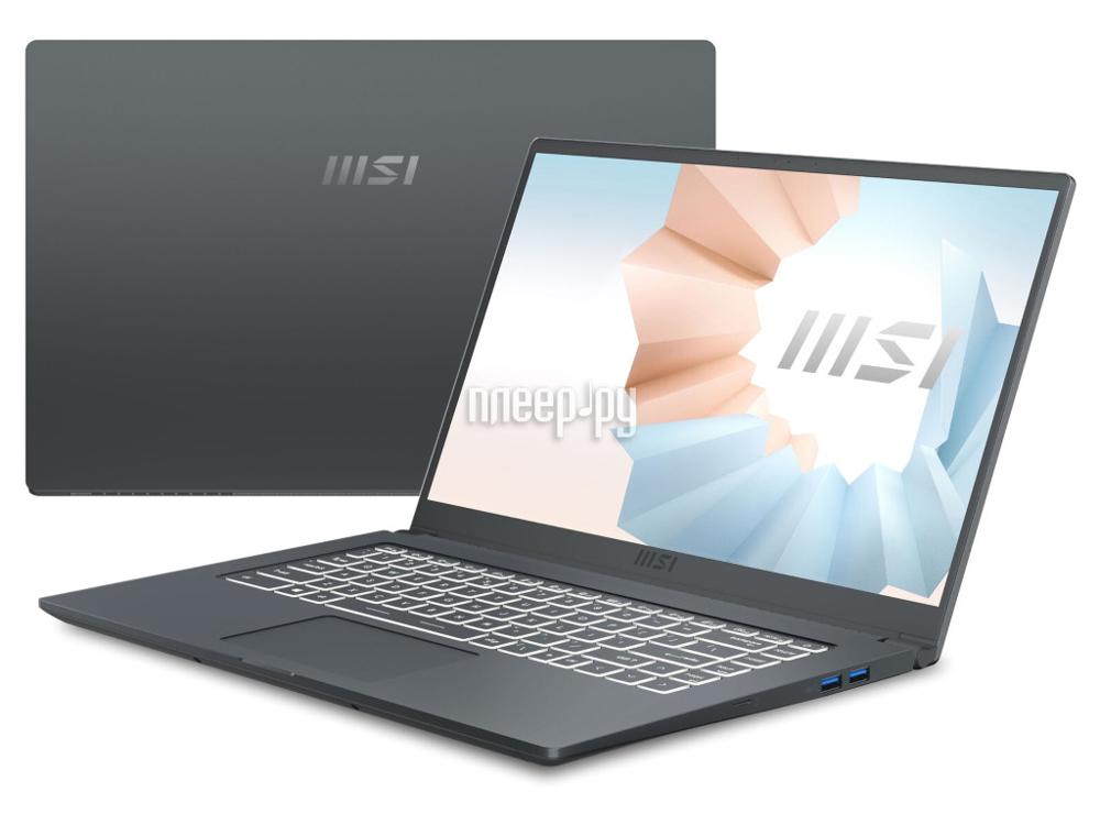 Ноутбук MSI Modern 15 A11SBU-658RU TigerLake i5-1135G7/8GB/512GB SSD/noODD/15.6" FHD,60Hz IPS/MX450, GDDR5 2GB/WiFi+BT/Win10/Carbon Grey 9S7-155266-658