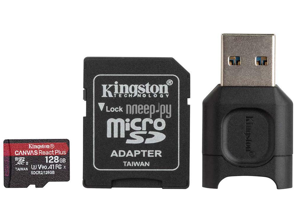 Micro SD 128 Gb Kingston React MLPMR2/128GB + SDCR2 w/Adapter + MLPM Reader