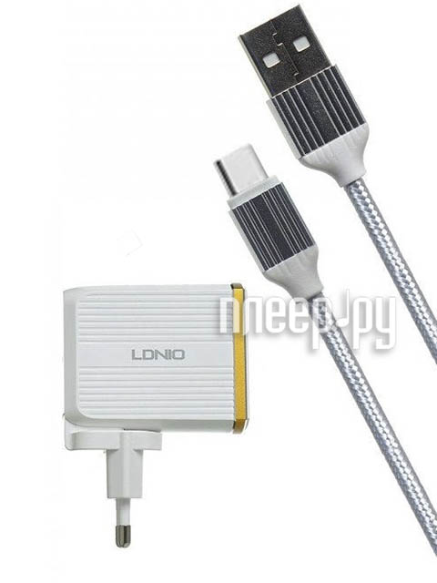 Зарядное устройство Ldnio A2502Q 2xUSB + Type-C QC 3.0 30W White LD_B4361