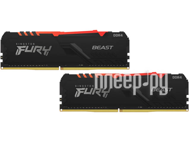 DDR4 64Gb (2x32Gb) PC-25600 3200Mhz Kingston FURY Beast RGB CL16 KF432C16BBAK2/64