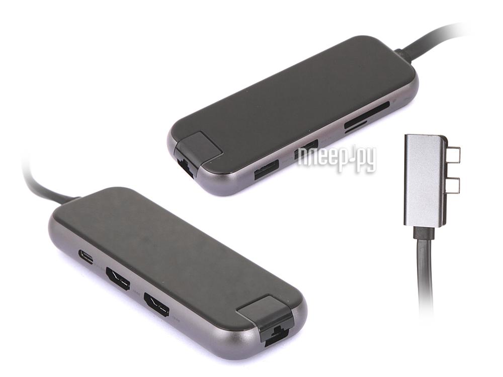 USB HUB Baseus Multifunctional Adapter 2xType-C - HDMIx2/USB3.0x2/SD/TF/PD/RJ45 Space Gray CAHUB-FZ0G