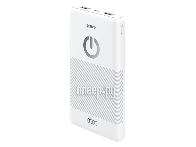 Портативное зарядное устройство Powerbank Perfeo 10000 mah + Micro usb /In Micro usb /Out USB 1 А, 2.1A/ White (PF_B4297)