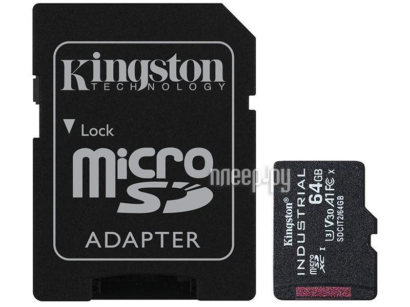 Micro SD 64 Gb Kingston XC UHS-I U3 Class 10 SDCIT2/64GB + SD adapter