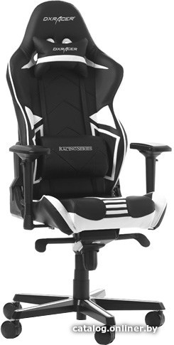 Кресло DXRacer Racing чёрно-белое (кожа-PU, регулируемый угол наклона, механизм качания) OH/RV131/NW