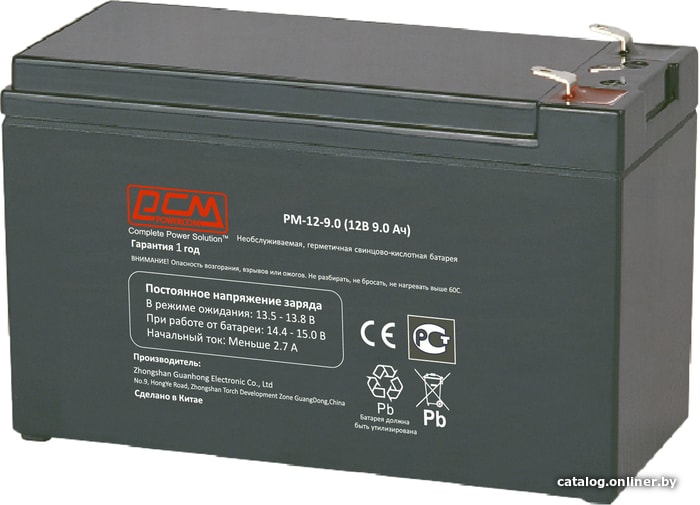 UPS Аккумулятор PowerCom PM-12-9.0 12В/9Ач