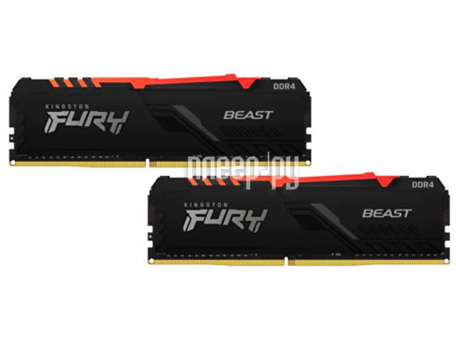 DDR4 16GB Kit (2x8Gb) PC4-24000 3000MHz Kingston Fury Beast RGB KF430C15BBAK2/16 CL15