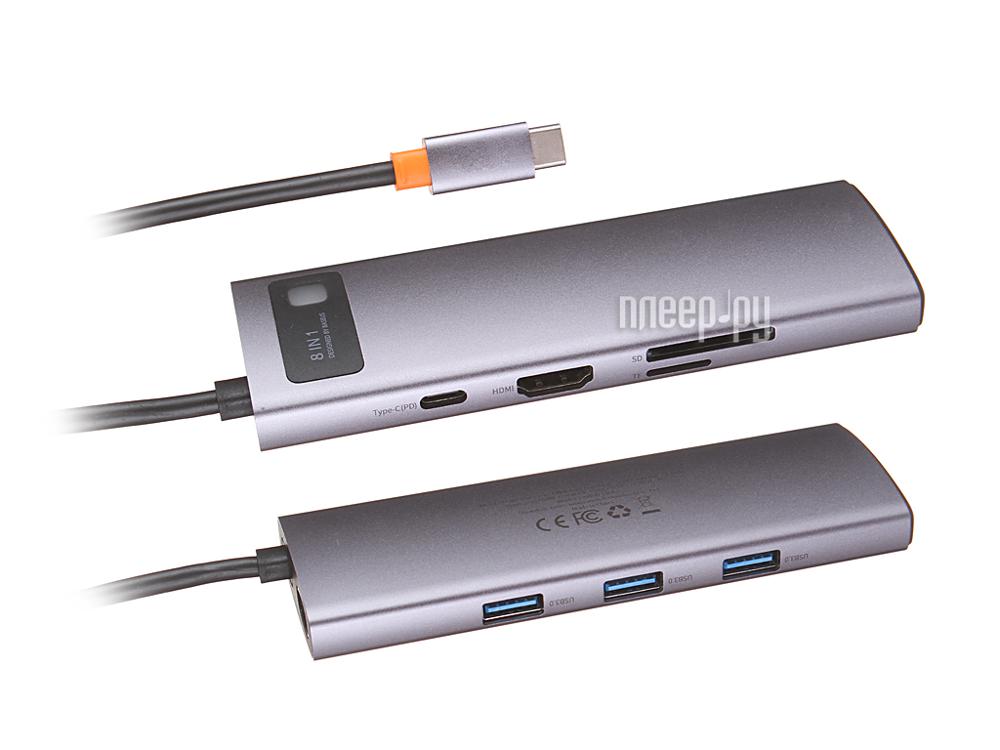 USB HUB Baseus Metal Gleam Series 6-in-1 Multifunctional Type-C HUB Docking Station Grey CAHUB-CW0G