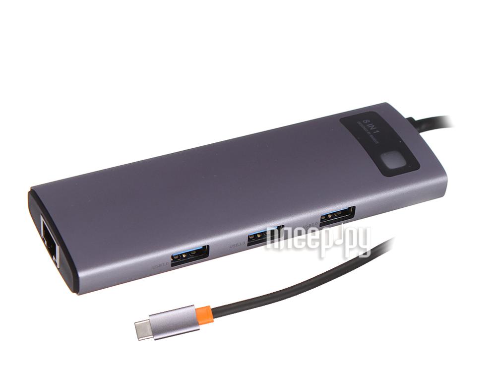 USB HUB Baseus Metal Gleam Series 8-in-1 Multifunctional Type-C HUB Docking Station Grey CAHUB-CV0G