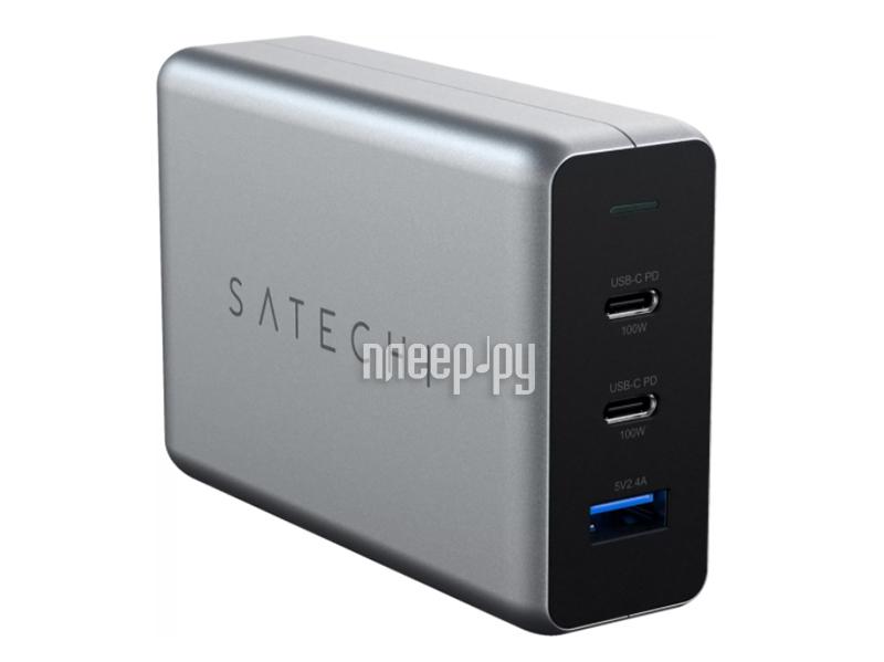 Зарядное устройство Satechi Compact Charger GaN Power USB Type-Cx2/USB Type-A Space Gray ST-TC100GM-EU