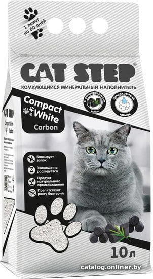 Наполнитель для туалета Cat Step Compact White Carbon 20313015 (10л)