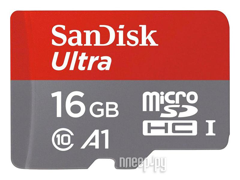 Micro SD 16 Gb SanDisk Class10 UHS-I U1 Ultra SDSQUAR-016G-GN6MA + adapter 