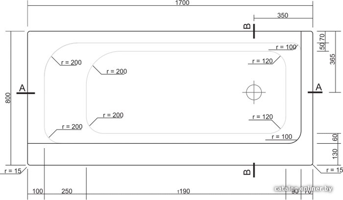 Ванна акриловая Cersanit Smart 170x80 L (с ножками)