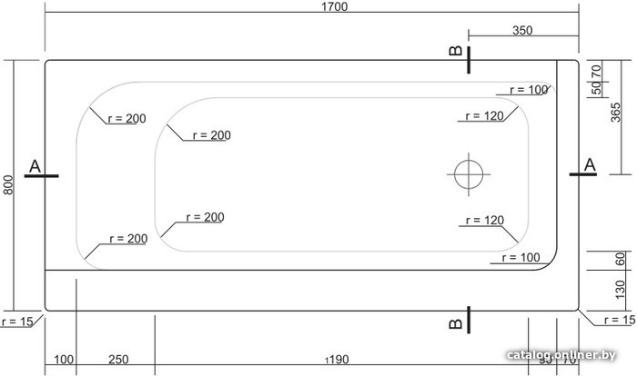Ванна акриловая Cersanit Smart 170x80 L 63350