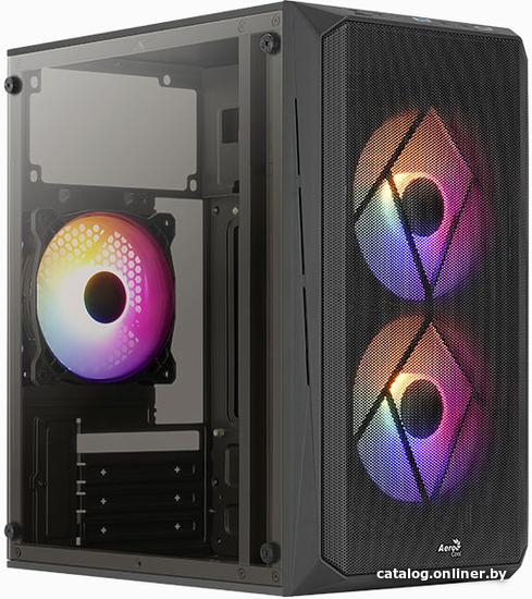 Корпус mATX без БП Aerocool CS-107-A-BK-V2 USB3.0 x1, USB2.0 x1, 12cm FRGB fans x3