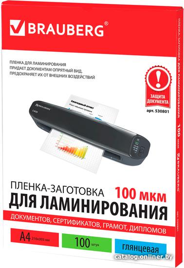 Пленка для ламинирования Brauberg А4 100мкм 530801 (100шт)