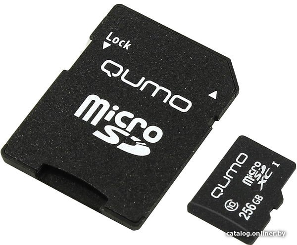 Micro SDXC 256 Gb QUMO UHS-I U3 Pro Seria 3.0 (QM256GMICSDXC10U3) с адаптером SD
