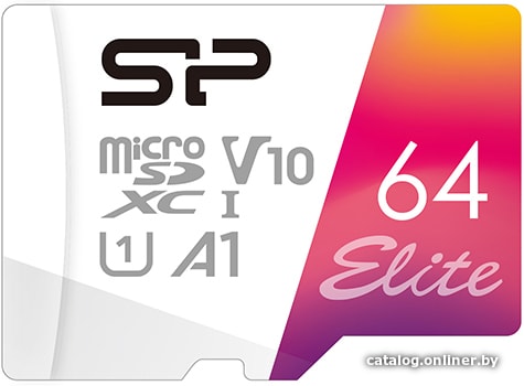 SDXC 64GB Silicon Power Elite A1 Class 10 UHS-I U1 SP064GBSTXBV1V20SP с адаптером SD