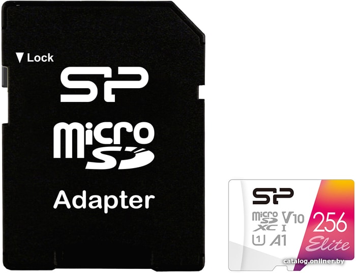 Micro SDXC 256Gb Silicon Power Elite A1 Class 10 UHS-I U3 (SP256GBSTXBV1V20SP) с адаптером SD
