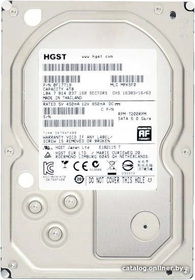 HDD 3.5" SATA-III HGST 4TB Ultrastar 7K4000 (HUS724040ALE641) 7K4000 7200rpm 64Mb