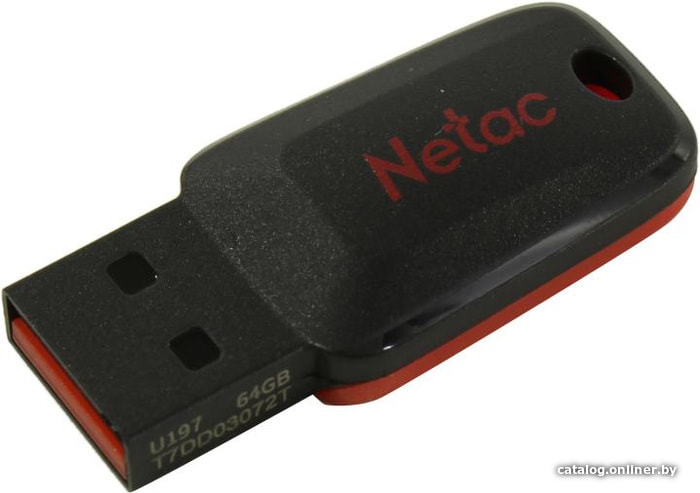 128 Gb Netac U197 NT03U197N-128G-20BK USB2.0 черный/красный