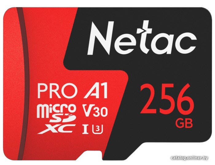 Micro SD 256Gb Netac P500 Extreme Pro MicroSDXC Class 10 w/SD adapter NT02P500PRO-256G-R RTL
