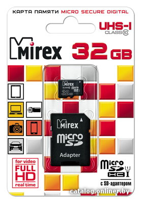 Micro SD 32 Gb Mirex Class 10 UHS-I (13613-ADSUHS32) + SD adapter
