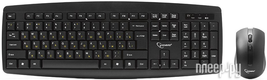 Клавиатура + мышь Gembird KBS-8000, беспров., черный, USB, RTL