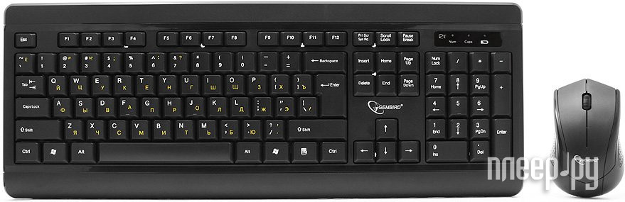 Клавиатура + мышь Gembird KBS-8001, беспров., черный, USB, RTL