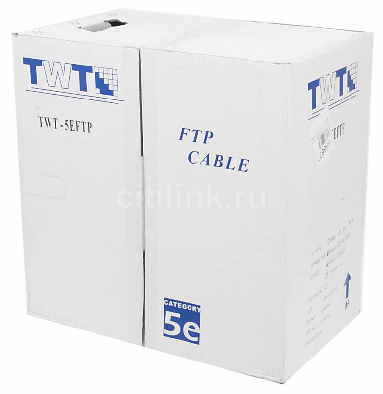 Кабель сетевой FTP TWT TWT-5EFTP-OUT 4 пары, категория 5e, для внешней прокладки, бухта 305м