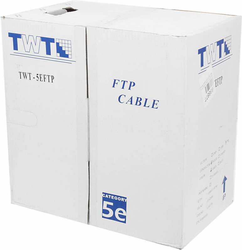 Кабель сетевой FTP TWT TWT-5EFTP 4 пары, категория 5e, бухта 305м