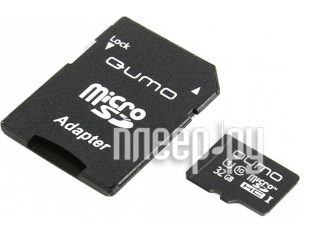 Micro SD 32 Gb QUMO Class 10 UHS-I U1 QM32GMICSDHC10U1 (Adapter SD) RTL