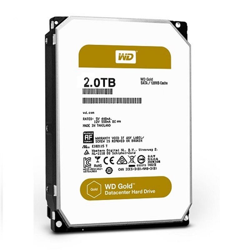 HDD 3.5" SATA-III WD 2TB Gold (WD2005FBYZ) 7200RPM 128Mb 6Gb/s