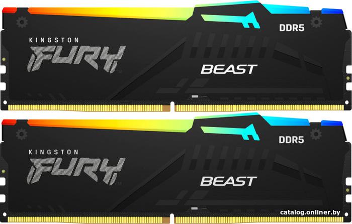 DDR5 32GB (2x16Gb) PC5-41600 5200MHz Kingston FURY Beast RGB (KF552C40BBAK2-32) CL40 1.25V