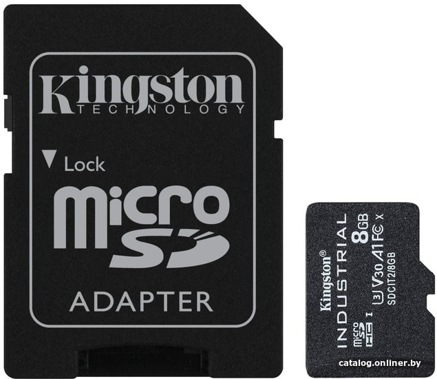 Micro SDHC 8GB Kingston Industrial C10 A1 pSLC Card + SD Adapter SDCIT2/8GB
