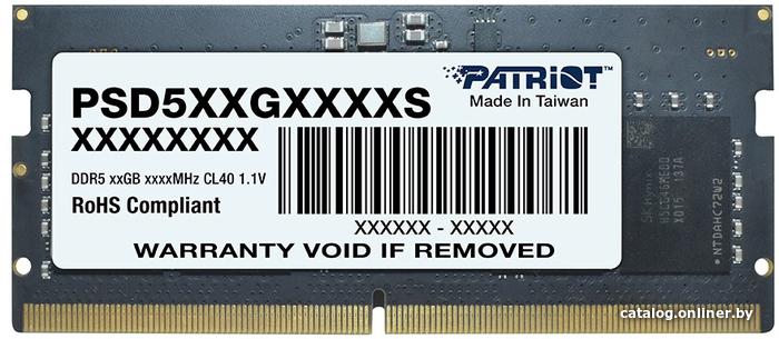 SO-DIMM DDR5 16Gb PC5-38400 4800MHz Patriot (PSD516G480081S) RTL CL40 260-pin 1.1В dual rank