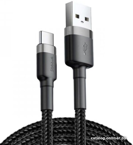 Кабель Baseus Cafule USB - USB Type-C 3A 1m Gray-Black CATKLF-BG1