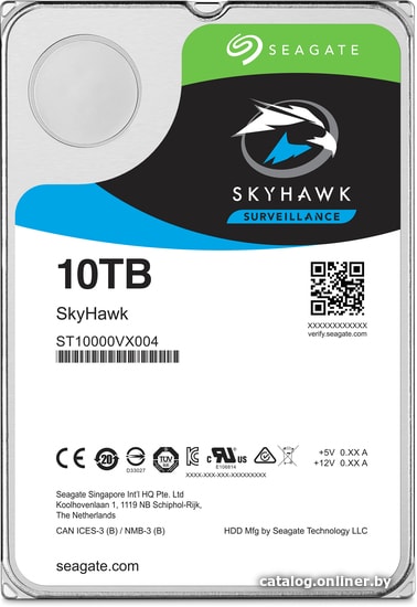 HDD 3.5" SATA-III Seagate 10TB Skyhawk (ST10000VE000) 7200RPM 256Mb 6Gb/s