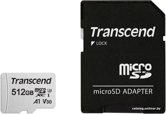 Micro SD 512 Gb Transcend 300S Class 10 UHS-I U3 TS512GUSD300S-A (Adapter SD)