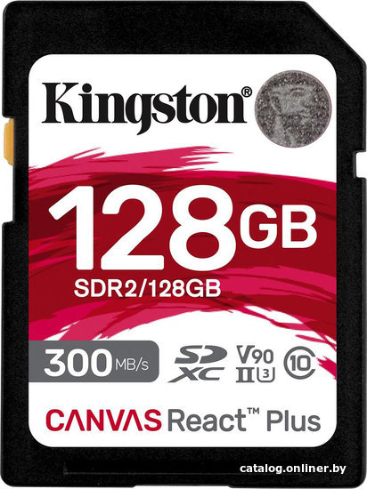 128GB Kingston Canvas React Plus SDXC UHS-II 300R/260W U3 V90 (SDR2/128GB)
