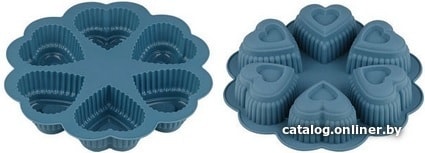 Посуда для готовки Форма для выпечки, силиконовая, круглая на 6 сердец, 25 х 4.5 см, BLUESTONE, PERFECTO LINEA 20-018818