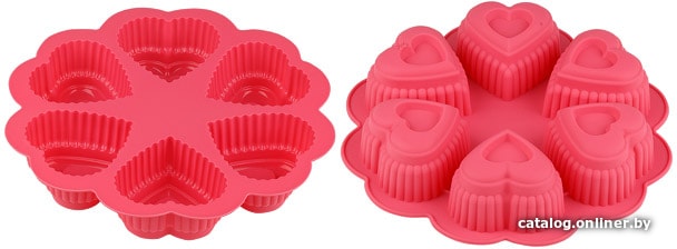 Посуда для готовки Форма для выпечки, силиконовая, круглая на 6 сердец, 25 х 4.5 см, FRUIT DOVE, PERFECTO LINEA 20-018819