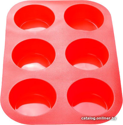 Посуда для готовки Форма для выпечки, силиконовая, прямоугольная на 6 кексов, 26 х 17.5 х 3 см, красная, PERFECTO LINEA 20-000415