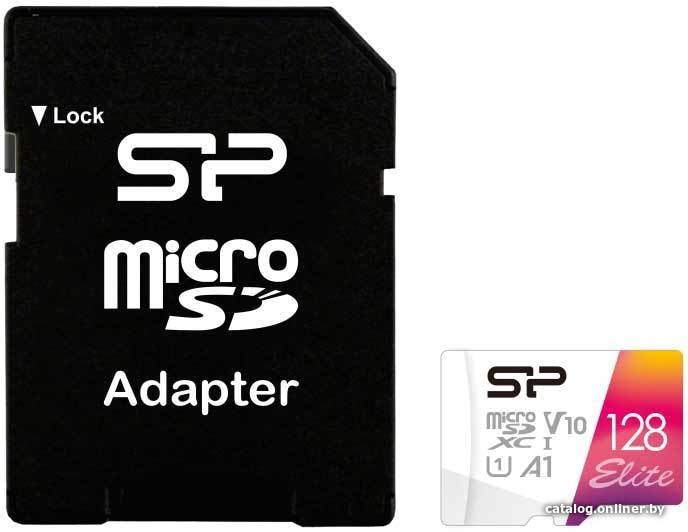 Micro SD 128 Gb Silicon Power Elite A1 UHS-I U3 (SP128GBSTXBV1V20SP) Adapter SD