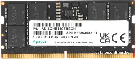 SO-DIMM DDR5 16GB (1x16Gb) PC5-38400 4800MHz Apacer (AS16GHB48CTBBGH) CL40 FS.16G2A.PTH