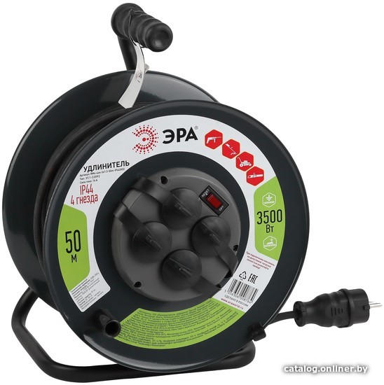 Удлинитель ЭРА Б0046804 RMx-4es-3x1.5-50m-IP44(KG) на м. катушке c/з 4 гн 50м КГ 3х1.5