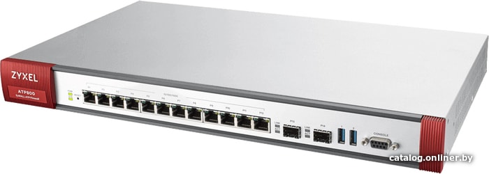 Межсетевой экран ZYXEL ZyWALL ATP800 Firewall Rack, 12 configurable (LAN / WAN) ports GE, 2xSFP, 2xUSB3.0, AP Controller (2 / 130), Device HA Pro, with support for Sandbox and Botnet Filter, with a 1 year Gold subscription ( full UTM-functionality and control 130 AP) ATP800-RU0102F