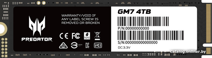 SSD M.2 Acer Predator 4TB GM7-4Tb (BL.9BWWR.120) 2280 NVMe PCIe