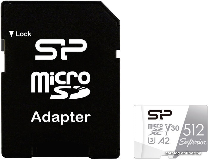 Micro SD 512GB Silicon Power Superior microSDXC UHS-I U3 Class 10 (SP512GBSTXDA2V20SP) переходник SD
