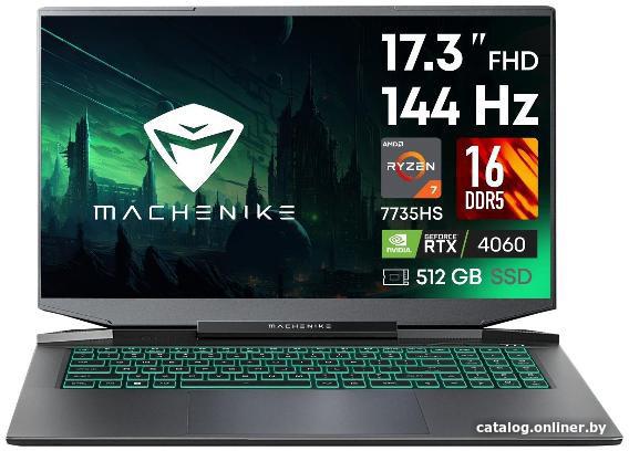 Ноутбук Machenike L17A Star Ryzen 7 7735H 16Gb SSD 512Gb NVIDIA RTX 4060 для ноутбуков 8Gb 17,3 FHD IPS Cam 46.74Вт*ч No OS Черный JJ00GH00ERU