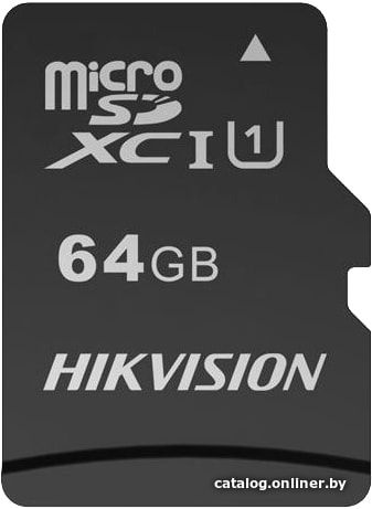Micro SDXC 64GB Hikvision UHS-I U1 Class 10 + переходник SD (HS-TF-C1(STD)/64G/ADAPTER)